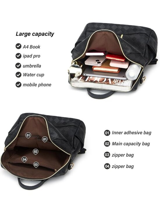 Stylish PU Leather Backpack Purse for Women - Convertible Travel Satchel Set main image 7